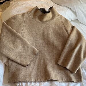 Madewell Tan and Gray Herringbone Sweater
